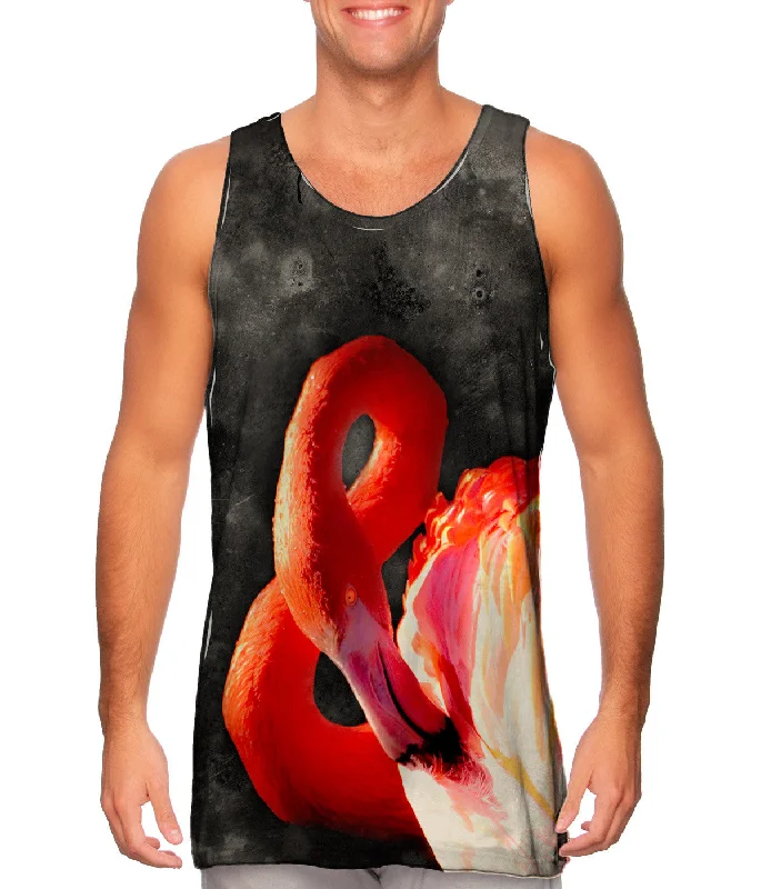 Plus Size Women's Side - Slit Tank Tops in Metallic ShadesMoon Film Flamingo