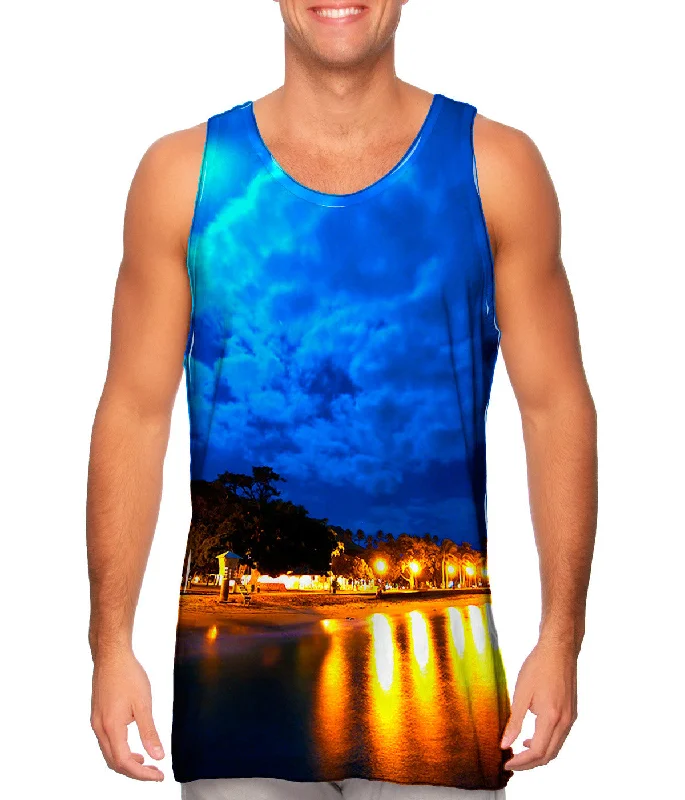 Women's Spaghetti Strap Tank Tops with Geometric PatternsMoonlit Beach