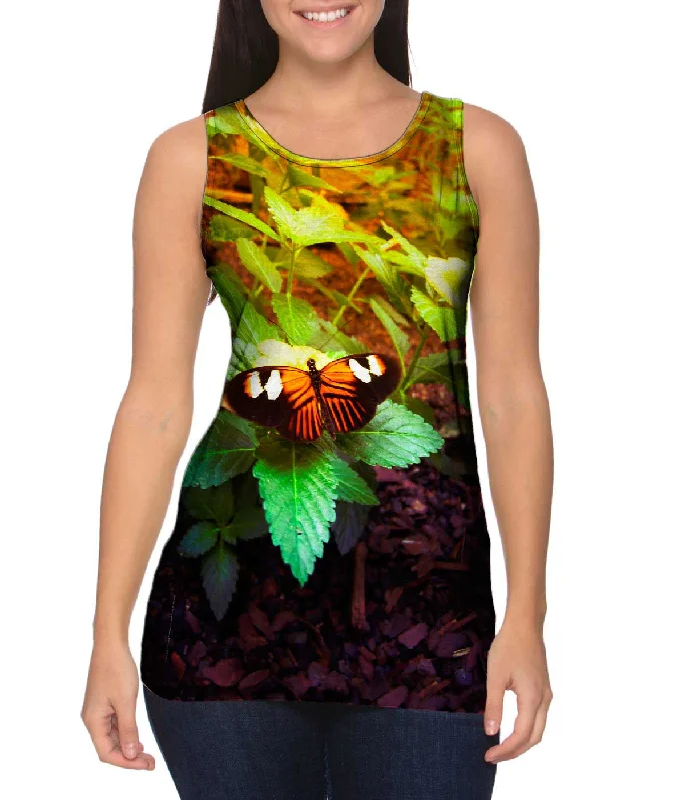 Plus Size Women's Puff - Sleeve Tank Tops in Pastel HuesMorning Butterfly
