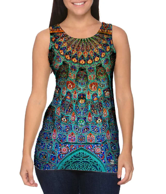 Women's Cropped Tank Tops with Vintage Band LogosMoroccan Mosaic Tile