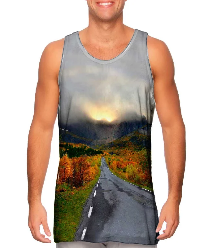 Plus Size Women's Side - Slit Tank Tops in Metallic ShadesMountain Sunset Norway