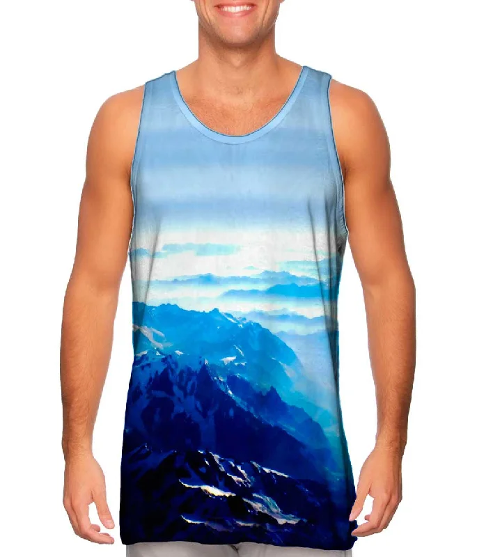Women's Button - Down Tank Tops in Striped PatternsMountains From Sky Swiss Alps