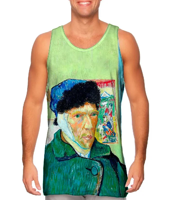 Plus Size Women's Criss - Cross Back Tank Tops in Neon ColorsMoustache Hipster Vincent Van Gogh Self Portrait With Bandaged Ear