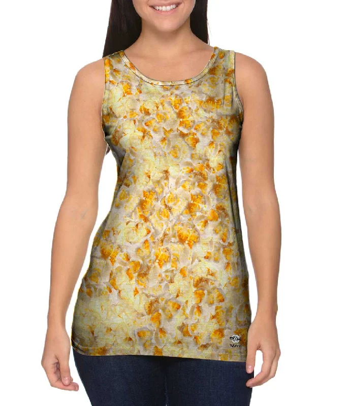 Plus Size Women's Side - Slit Tank Tops in Metallic ShadesMovie Night Popcorn Jumbo