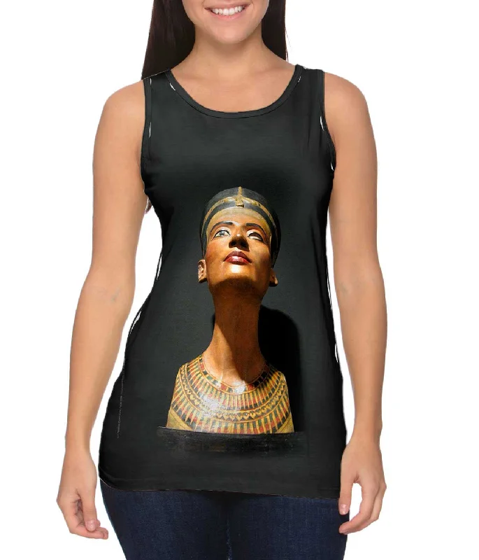 Plus Size Women's Ruffled Hem Tank Tops with Floral PrintsMuseum Pharoah Lady - Roman - Egyptian -