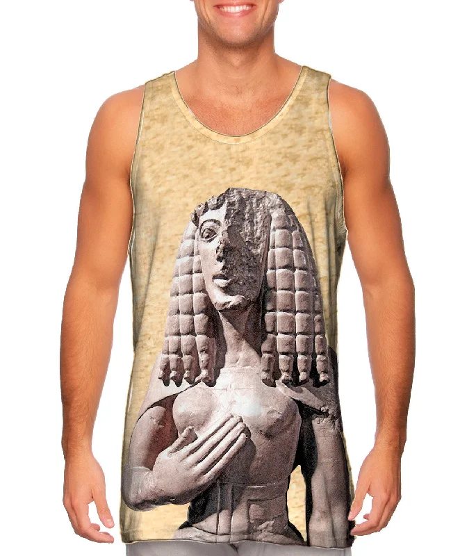 V - Neck Women's Moisture - Wicking Tank Tops for RunningMuseum Statue Roman - Egyptian -