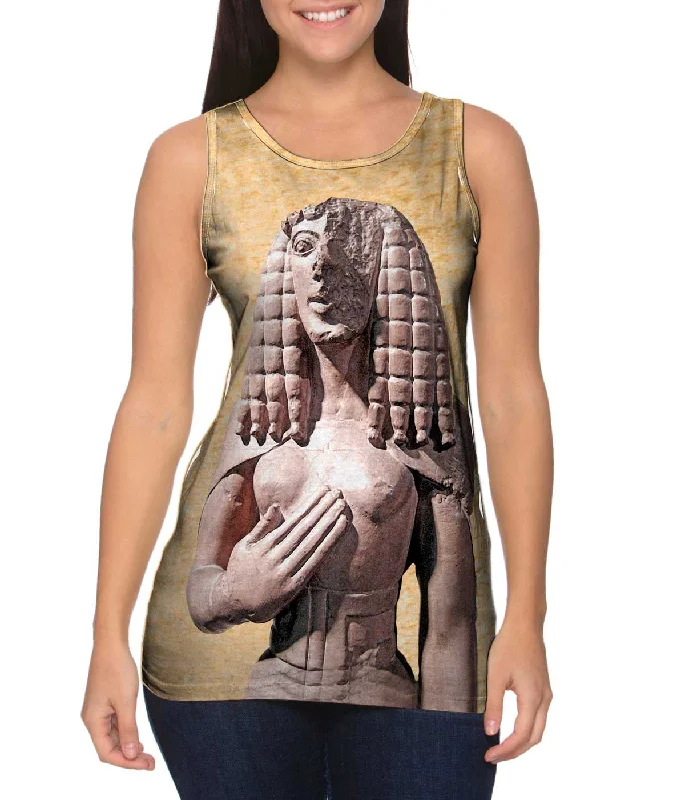 Plus Size Women's Puff - Sleeve Tank Tops in Pastel HuesMuseum Statue Roman - Egyptian -