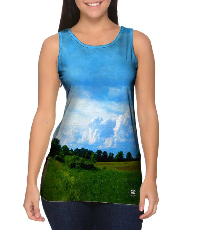 Women's Button - Down Tank Tops in Striped PatternsMusketawa Clouds