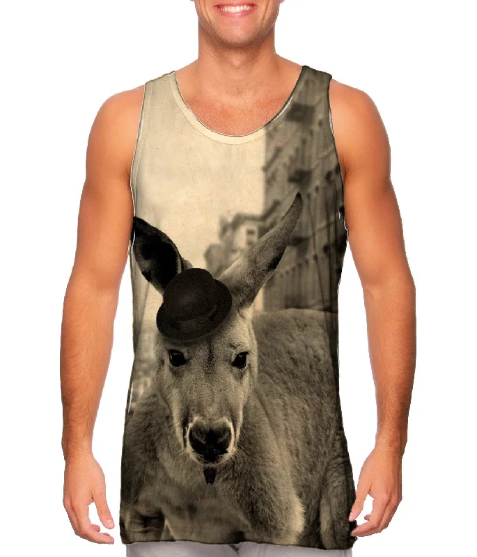 Women's Longline Tank Tops with Abstract PrintsMustache Kangaroo