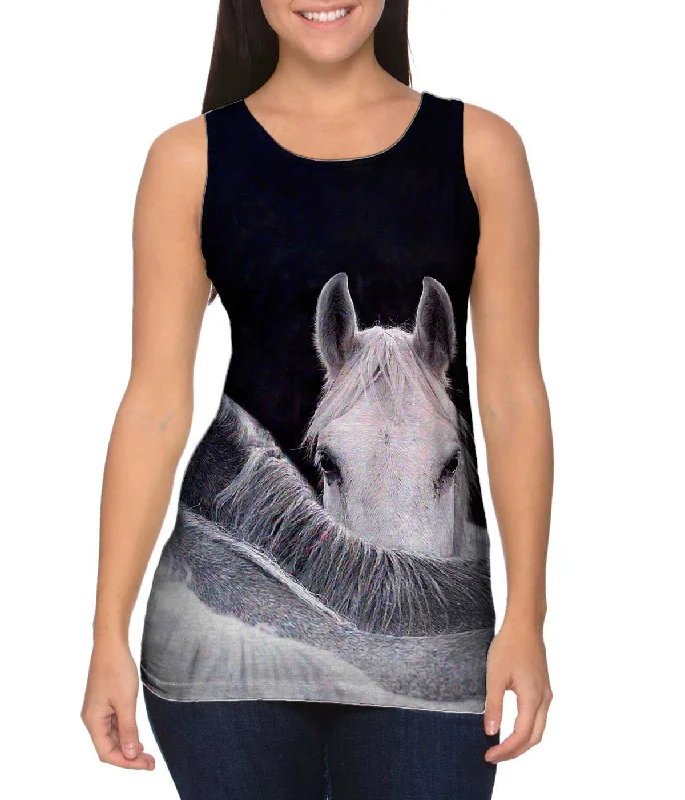 Plus Size Women's Puff - Sleeve Tank Tops in Pastel HuesMysterious Horse