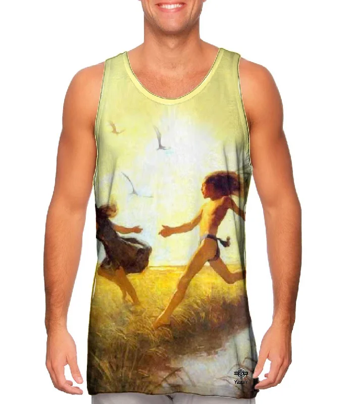 Plus Size Women's Side - Slit Tank Tops in Metallic ShadesN.C. Wyeth - "The children were playing at marriage-by-capture"