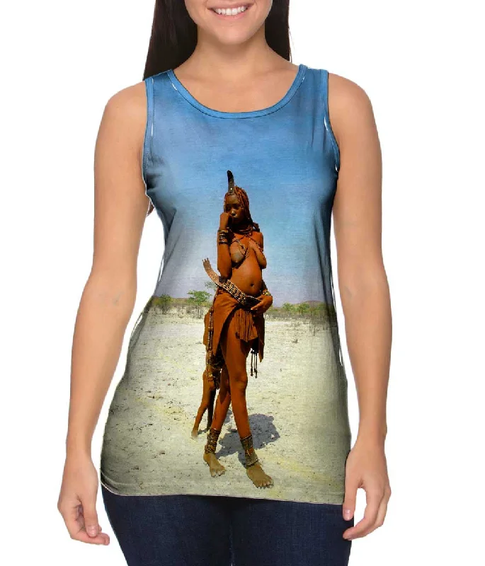 Plus Size Women's Embroidered Tank Tops in Boho StylesNamibie Himba African Women