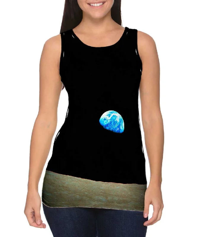 V - Neck Women's Moisture - Wicking Tank Tops for RunningNASA Apollo 8 Earthrise From Space