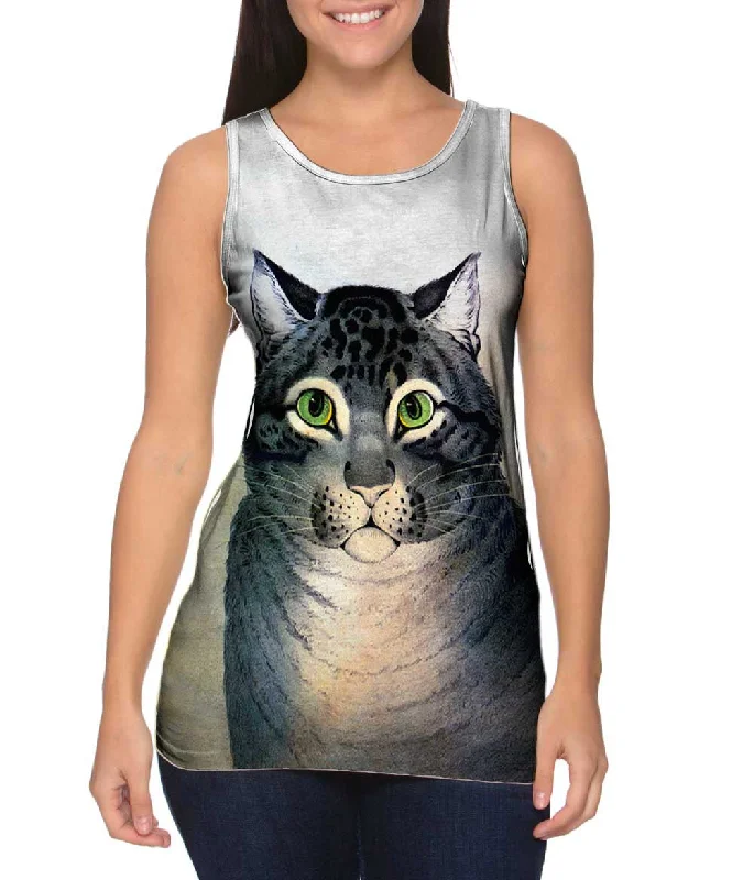 Plus Size Women's Puff - Sleeve Tank Tops in Pastel HuesNathaniel Currier - "The Favorite Cat" (1840)