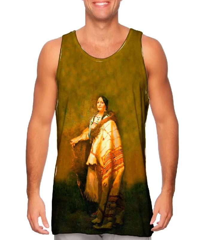 V - Neck Women's Moisture - Wicking Tank Tops for RunningNative American Art - "Handsome Morning A Dakota" (1921)