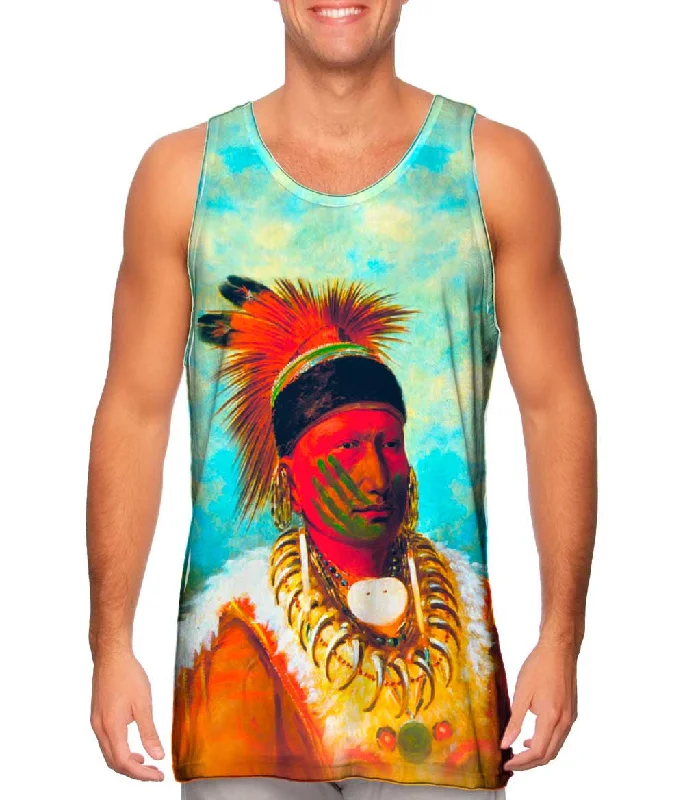 Women's Cropped Tank Tops with Vintage Band LogosNative American Art - "The White Cloud Head Chief Of The Iowas" (1844)