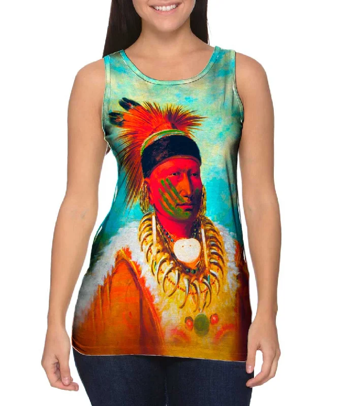 Plus Size Women's Side - Slit Tank Tops in Metallic ShadesNative American Art - "The White Cloud Head Chief Of The Iowas" (1844)