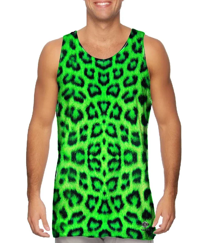 Women's Sleeveless Ribbed Tank Tops for a Trendy LookNeon Green Leopard Animal Skin