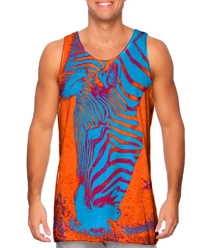 Scoop Neck Women's Linen Blend Tank Tops for SummerNeon Orange Zebra