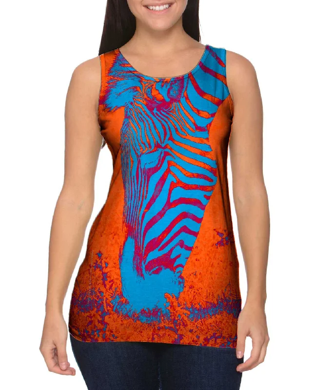 Square Neck Women's Organic Cotton Tank Tops in Earth TonesNeon Orange Zebra