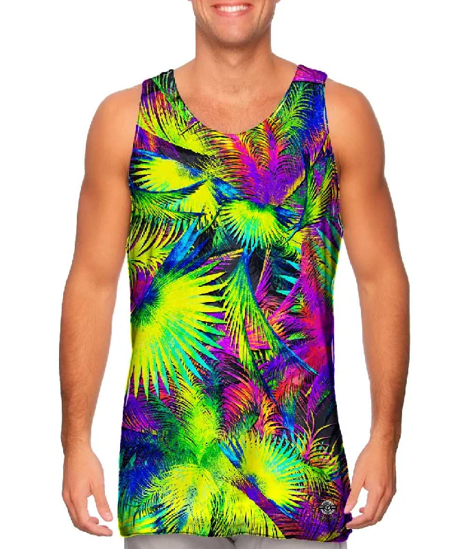 Halter Neck Women's Modal Blend Tank Tops for ComfortNeon Palm Jungle