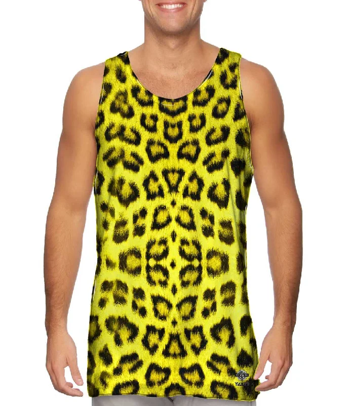 Plunge Neck Women's Seamless Tank Tops for a Smooth FitNeon Yellow Leopard Animal Skin