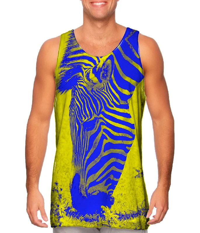 One - Shoulder Women's Rayon Blend Tank Tops for a Flowy LookNeon Yellow Zebra