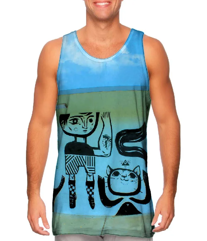 One - Shoulder Women's Rayon Blend Tank Tops for a Flowy LookNew Tattoo Kitty Cat Graffiti Art Basel Miami 2013