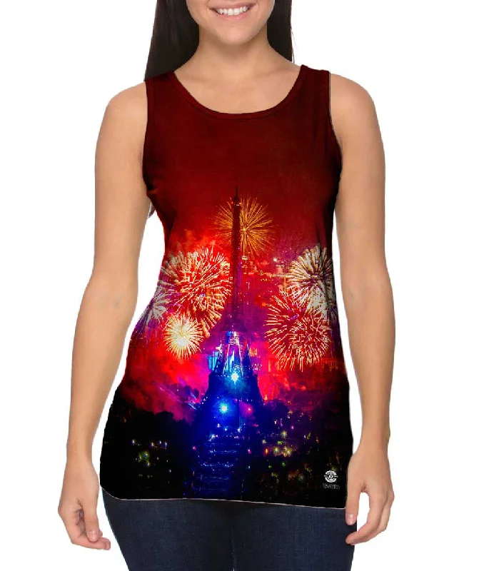 Women's Sleeveless Ribbed Tank Tops for a Trendy LookNew Years Eiffel Tower Fireworks