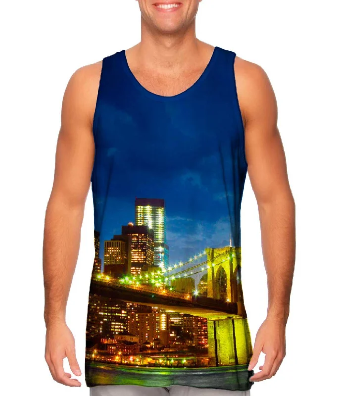 One - Shoulder Women's Rayon Blend Tank Tops for a Flowy LookNew York Skyline Navy Night