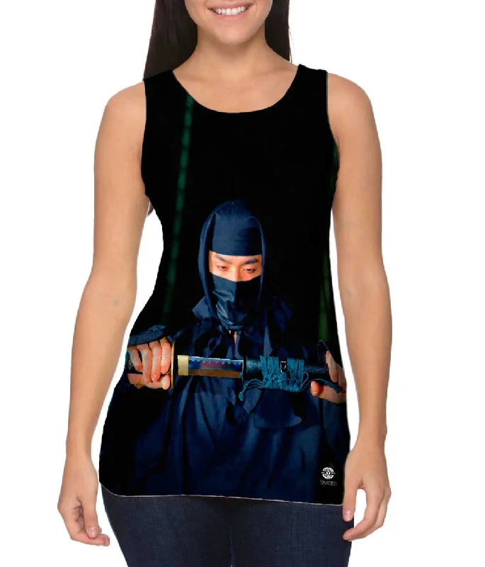 High - Neck Women's Silk Blend Tank Tops for a Luxurious FeelNinja Sword Dark Attitude