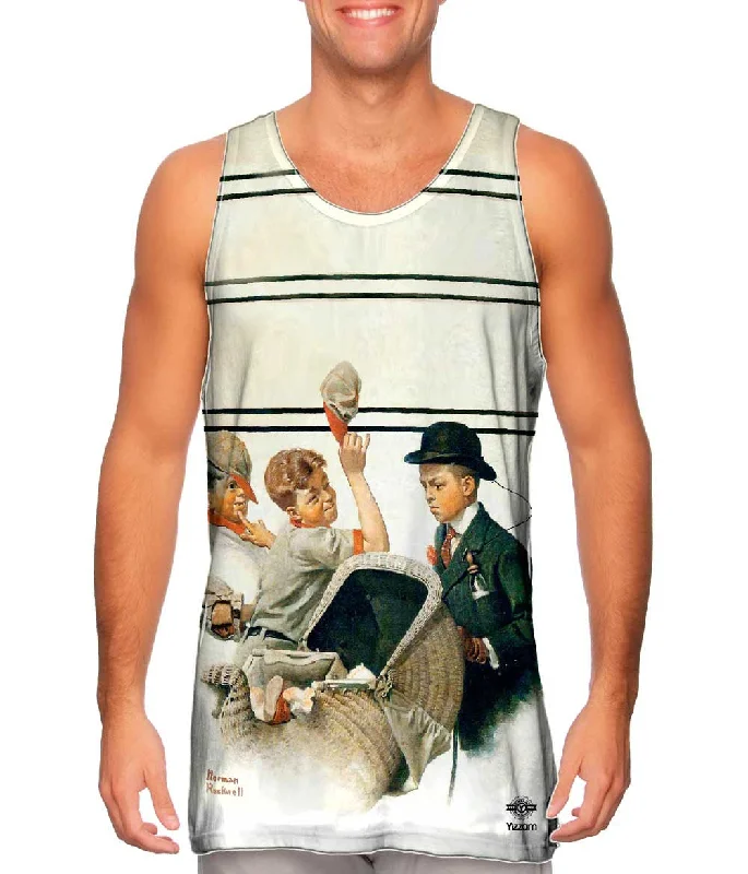 Women's Sleeveless Ribbed Tank Tops for a Trendy LookNorman Rockwell - "Boy With Baby Carriage 1916"