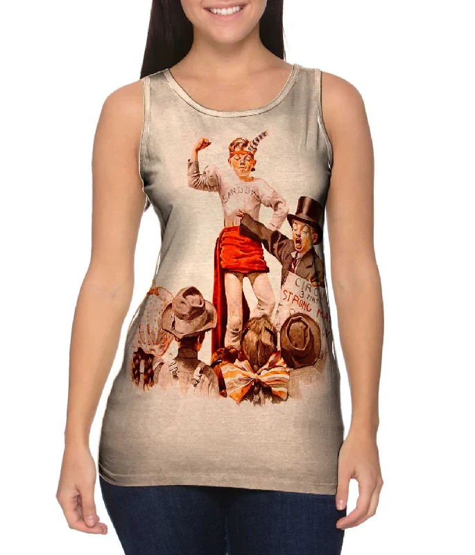 Women's Cropped Tank Tops with Vintage Band LogosNorman Rockwell - "The Circus Barker" (1916)