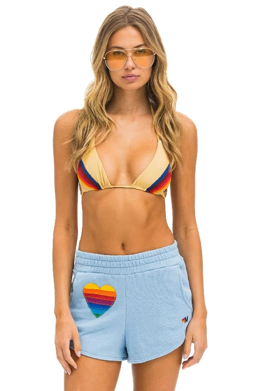 Patterned Geometric Women Shorts for a Modern AppealRAINBOW HEART STITCH LOUNGER SHORT - ICE