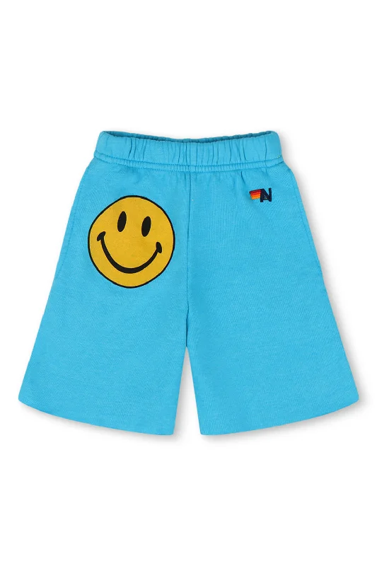 Stretchable Women Shorts for Maximum MobilitySMILEY KIDS SWEATSHORTS - NEON BLUE