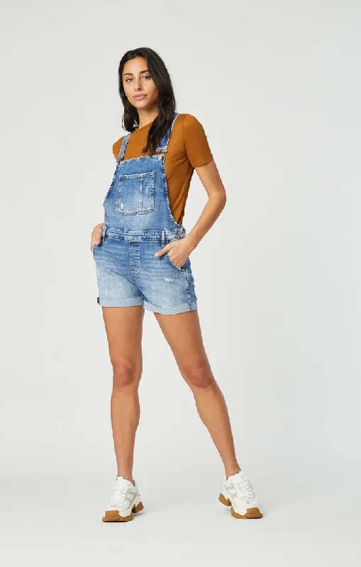 High - Waisted Women Shorts for a Retro and Flattering LookWANDA OVERALL IN USED RIPPED & FRINGE VINTAGE