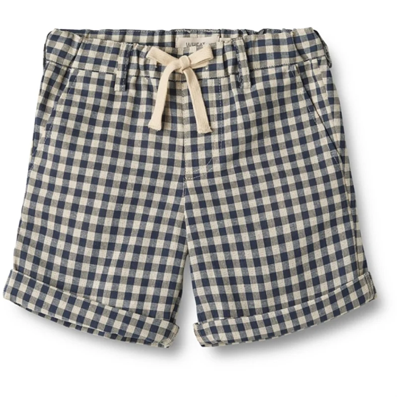 Twill Women Shorts with a Smooth Texture and DurabilityWheat Blue Check Shorts Holger