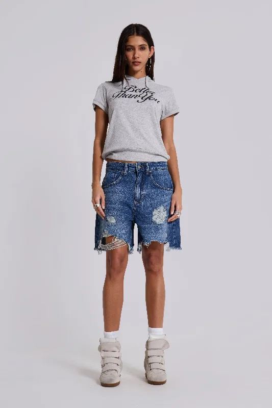 Ruffled Hem Women Shorts to Add a Feminine TouchMid Blue Revenge Jorts