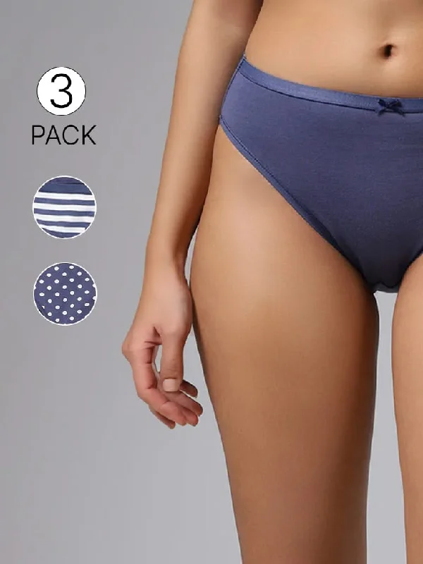 Cuffed Women Shorts for a Laid - Back and Trendy LookWunderlove Blue High-Leg Briefs - Pack of 3