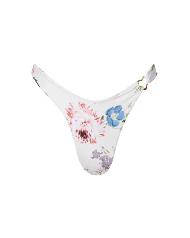 Ruched bikini with fabric gathers for a slimming effectWhite Floral Alice Bikini Bottom