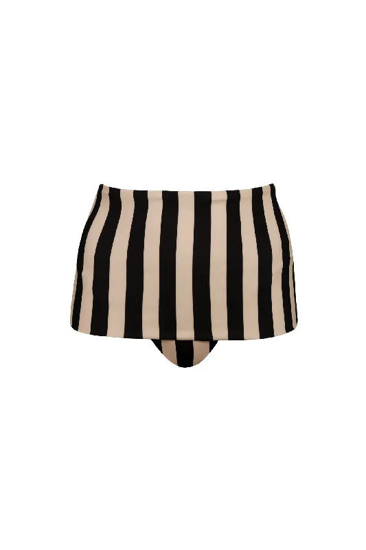 Push - up bikini top to enhance the bust for a confident beach appearanceAtalia Black Stripes Bottom