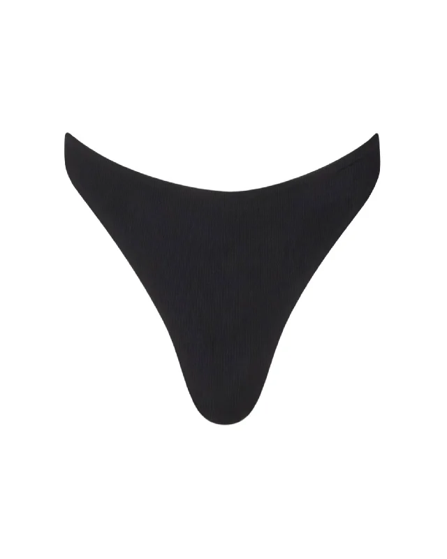 Metallic - finish bikini for a glamorous and eye - catching poolside lookDaisy Black Ribbed Classic Bikini Bottom