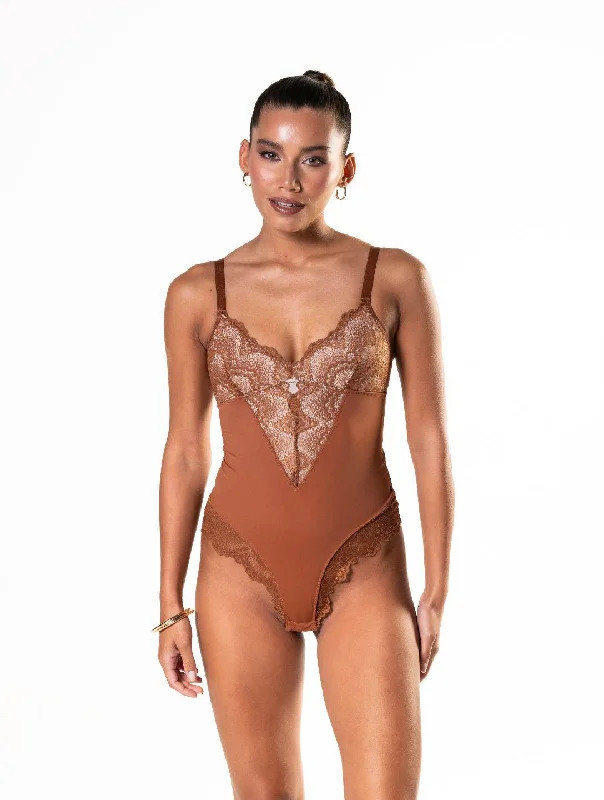 Seamless Bodysuits for a Smooth Underwear LookHalf Laced Bodysuit