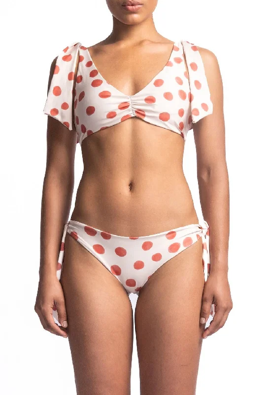 Ruched bikini with fabric gathers for a slimming effectJuani Coral Dots Bottom