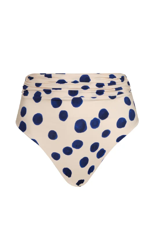 High - waisted bikini for a retro and tummy - flattering lookLeo Blue Dots Bottom