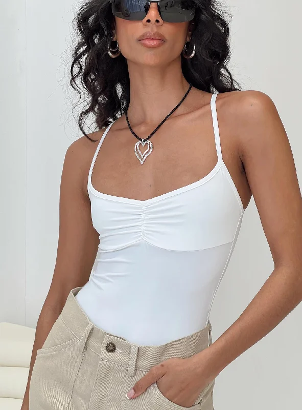 Compression Bodysuits for Post - Workout RecoveryLinden Bodysuit White