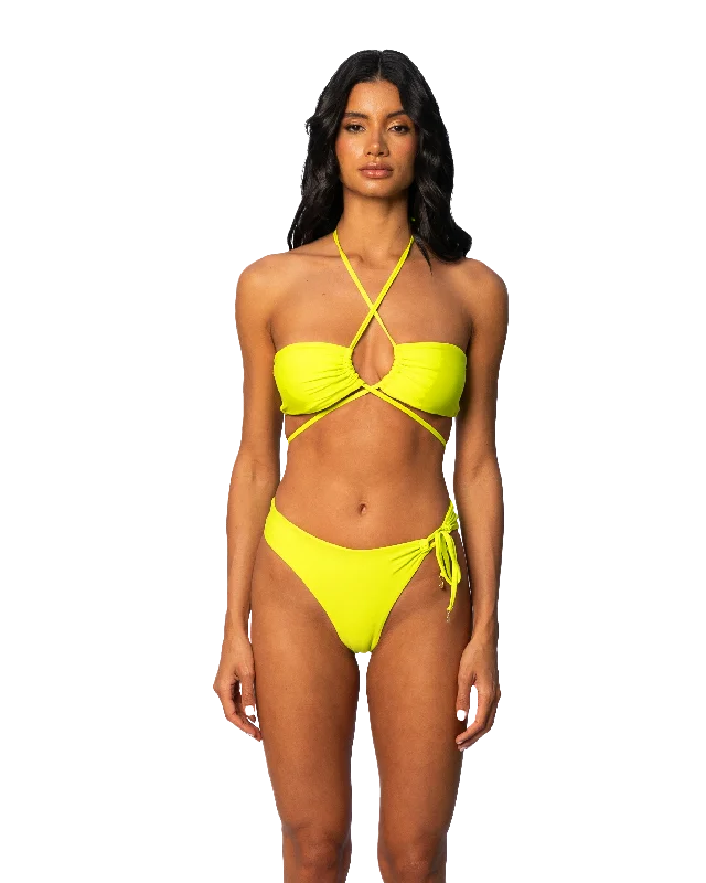 Lace - trimmed bikini for an elegant and romantic touchLucida  Bottom Side-Tie Bikini | Green