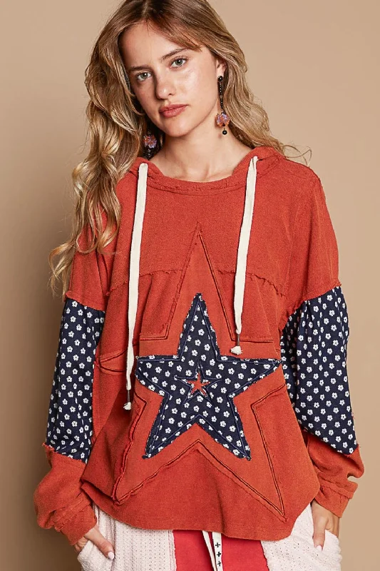 Organic Cotton Bodysuits for an Eco - Friendly and Comfortable OptionStar Patchwork Raw Edge French Terry Hoodie