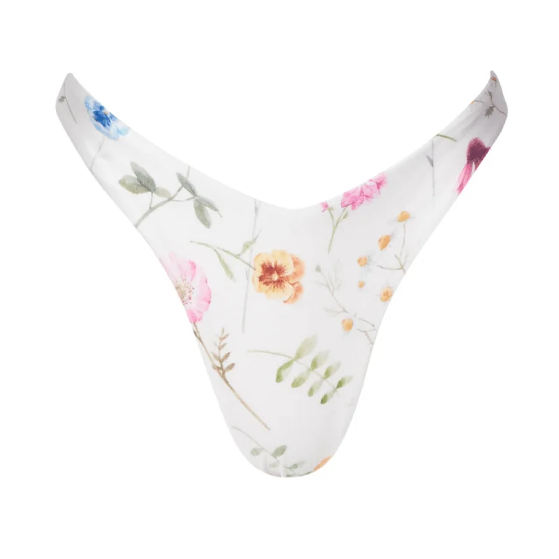 Long - line bikini top for added support and a fashionable lookSarah V-Cut White Floral Bottom